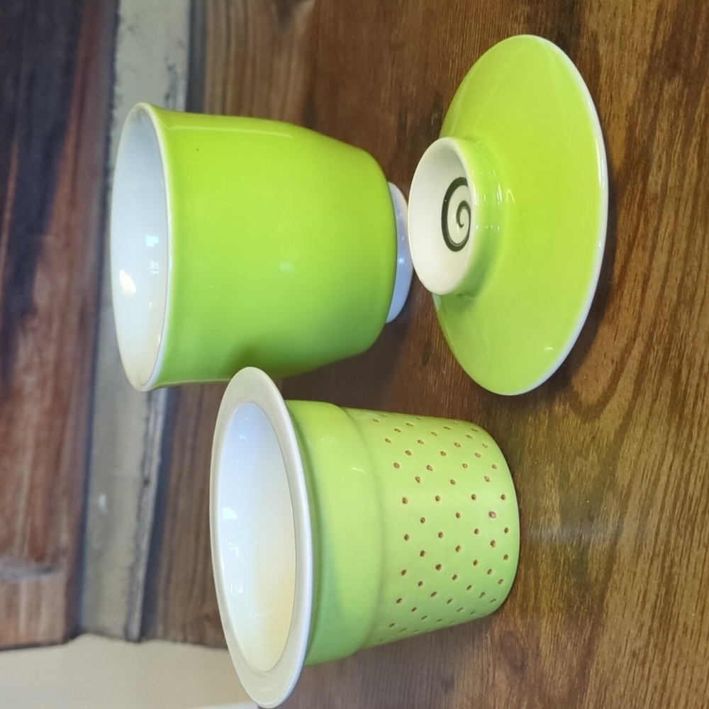 The Tea Spot Gaiwan Green Ceramic Cup with Lid and Strainer